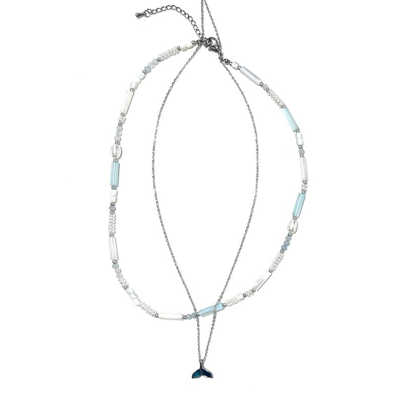 [SET]whale & mother pearl stone necklace