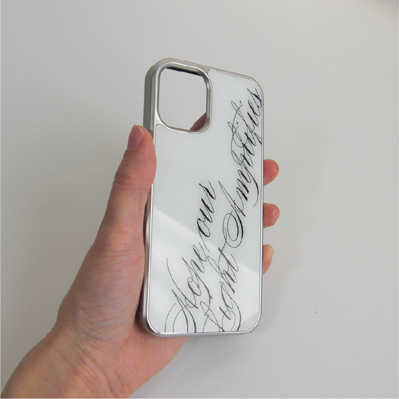 [MADE] slogan silver glass bumper case (white)