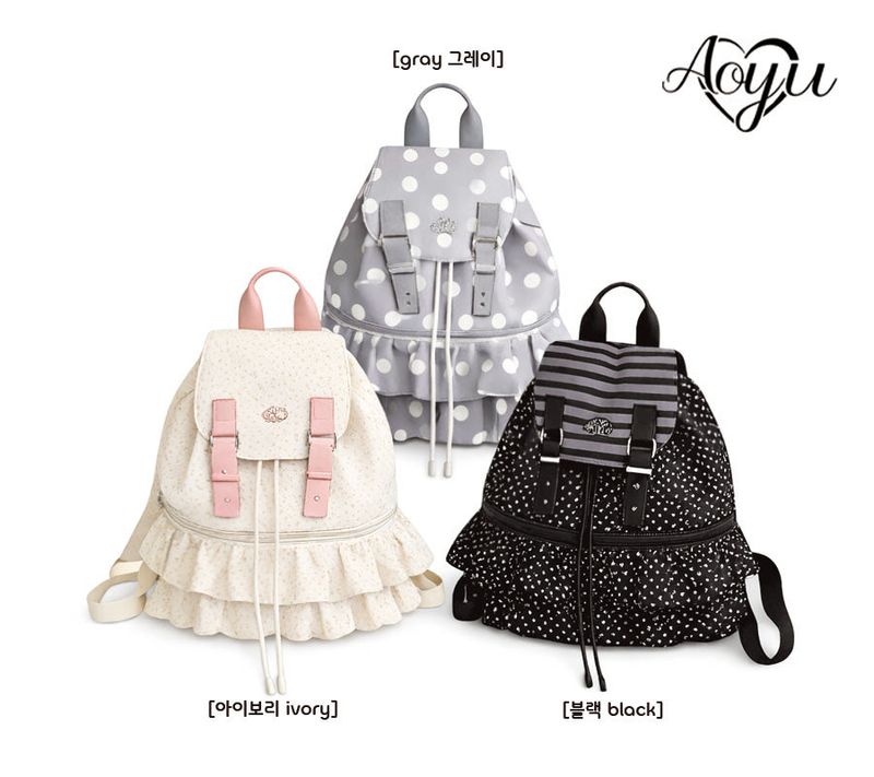Dot Frill Backpack Kitchen Stripe Daily Bobusang Bag