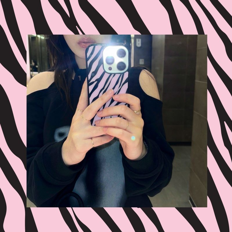 [MADE]ZEBRA (pinkblack) glass bumper case