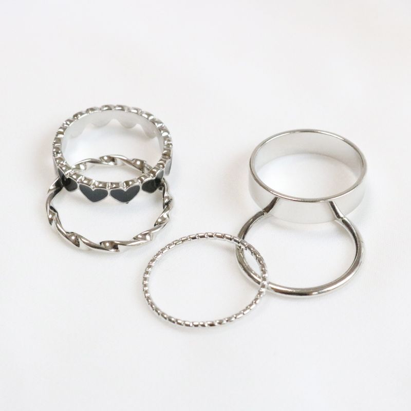 Swan Heart Layered Ring Set