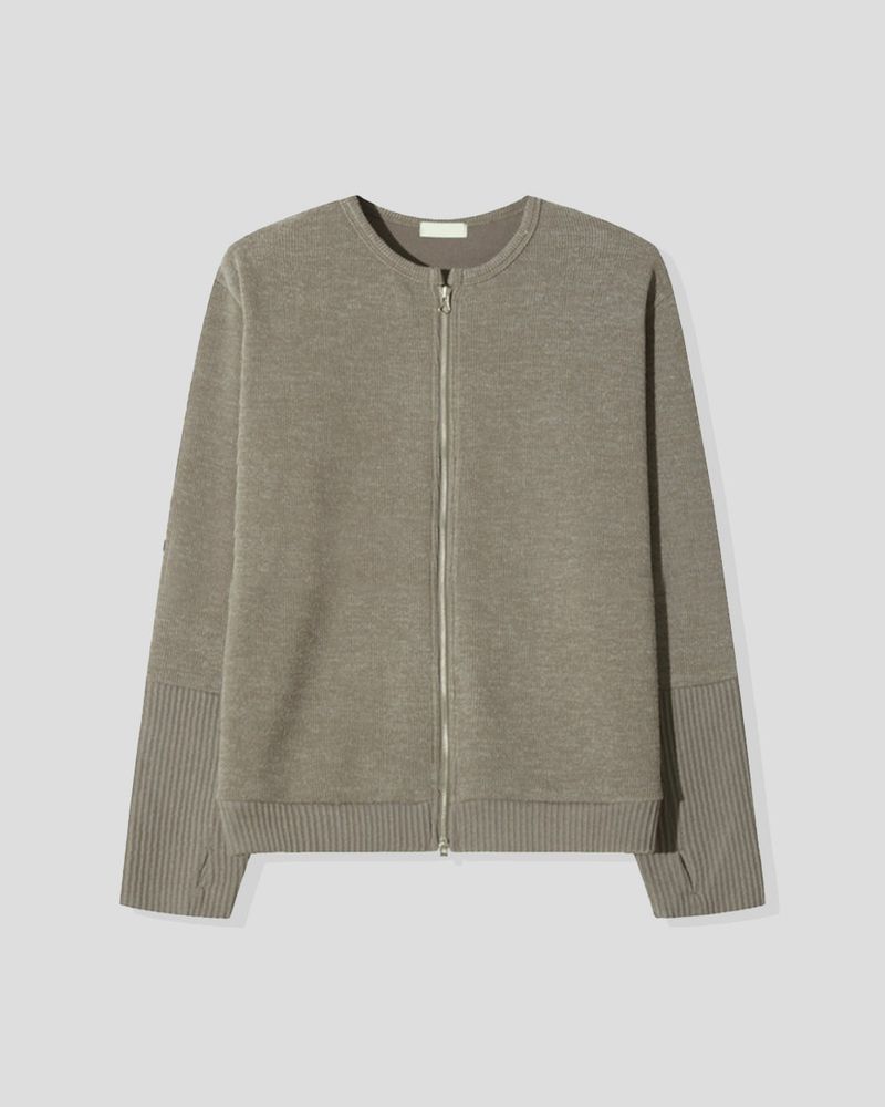 Angle Knit Zip-up with Hand Warmers