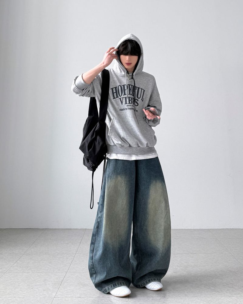 Puff Lettering Oversized Hoodie