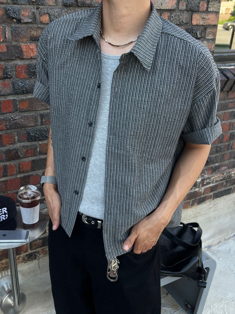 Cipher Cropped Short Sleeve Shirt (2 Colors)