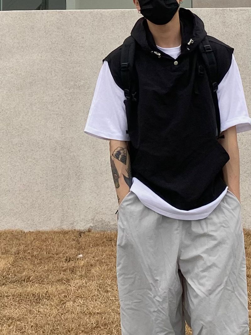 Coloration zipper nylon pants 2C