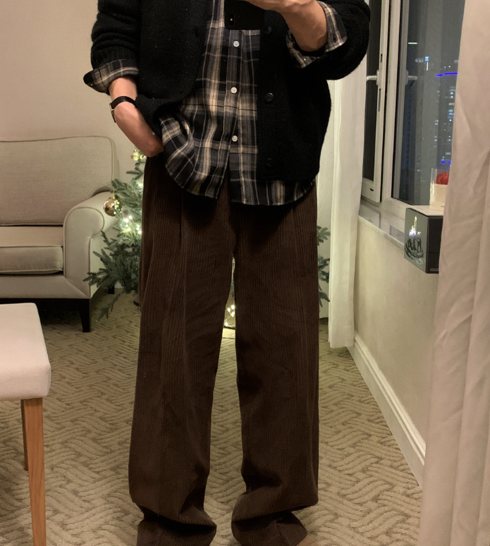 Defaced Late Back Banding Corduroy Wide Pants