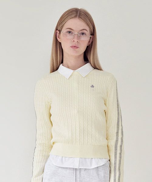 KIRSH（キルシー）の「KIRSH PLAIN LINE POINT CABLE KNIT [IVORY]（Tops）」