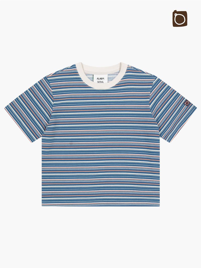 ALARM MULTI STRIPE T SHIRT BLUE_WOMAN