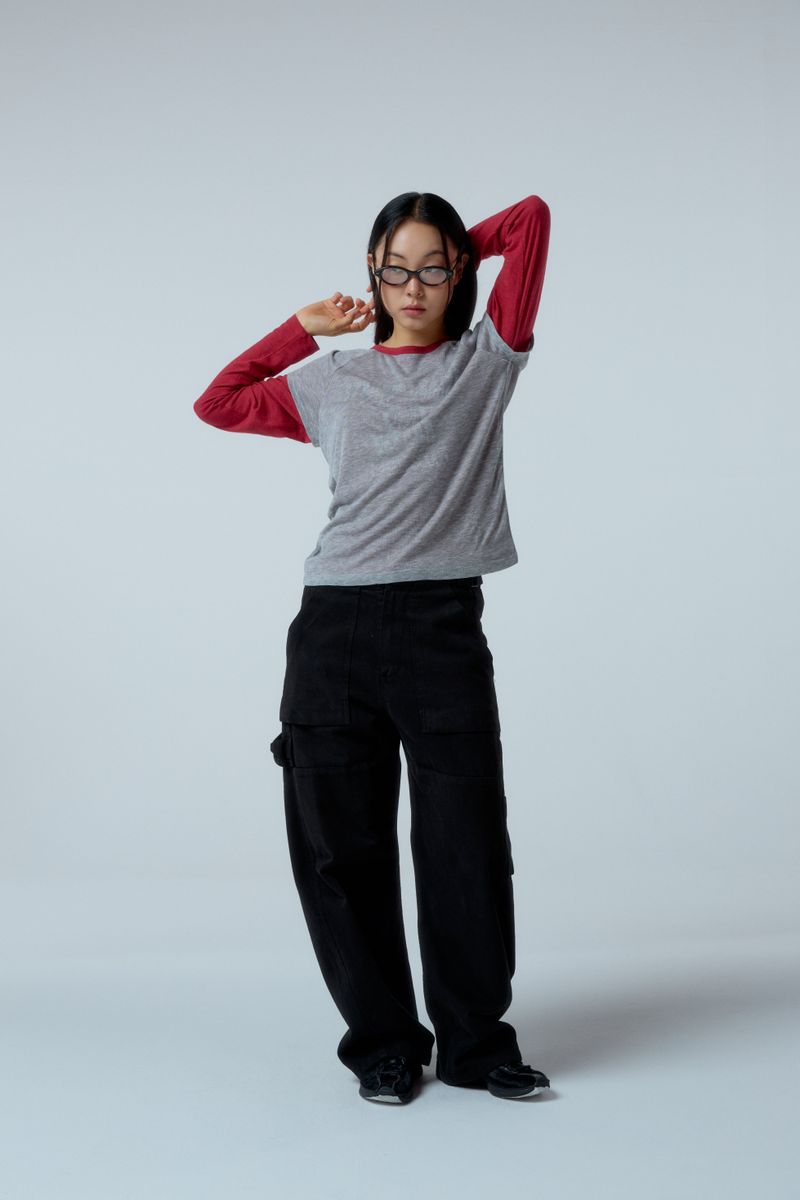 Street league blur artwork double layer long sleeve (Red)