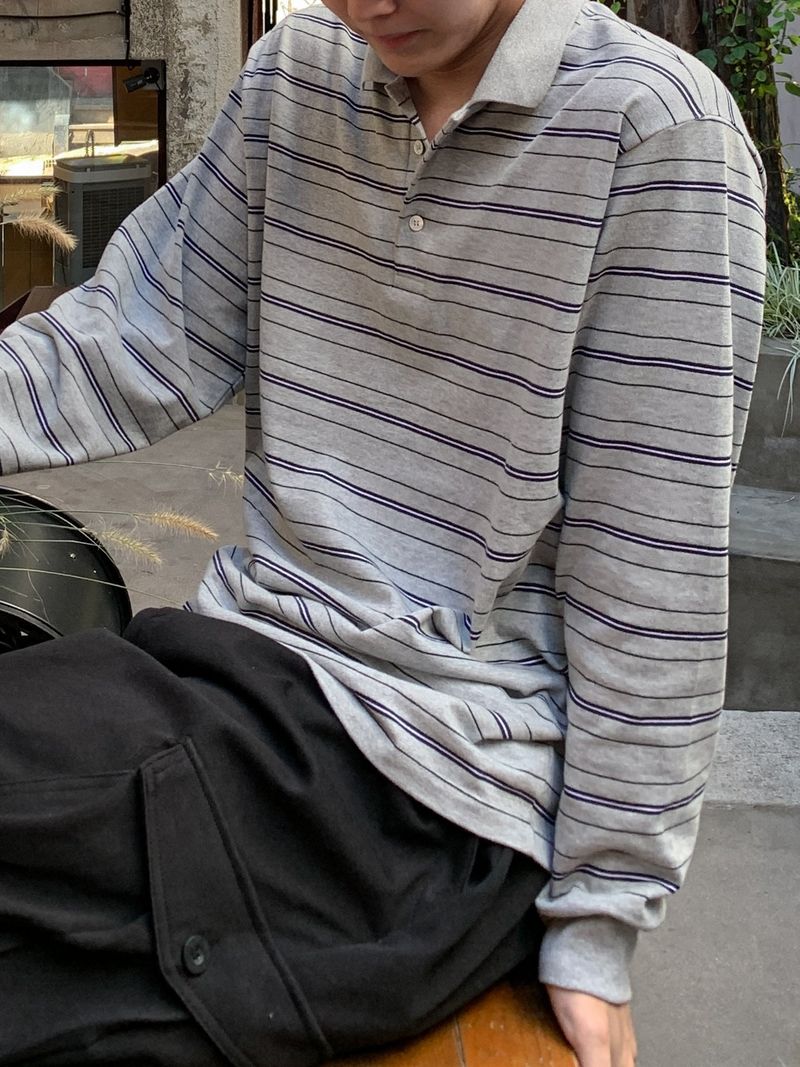 Thai stripe collar tee