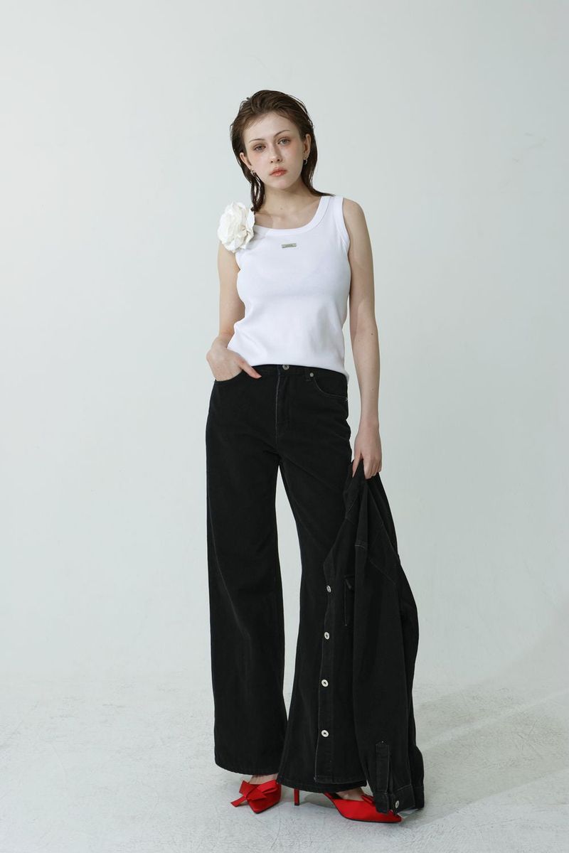 COTTON HEAT-TECH DENIM PANTS_BLACK