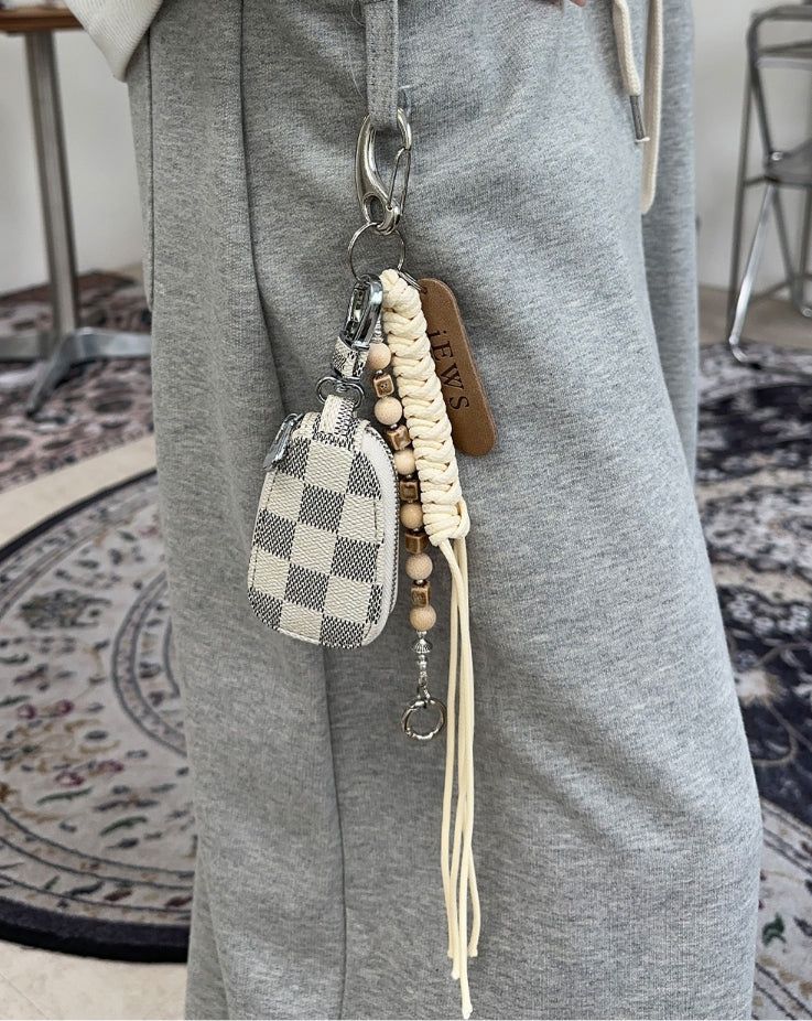 Leona Check Pocket Keyring