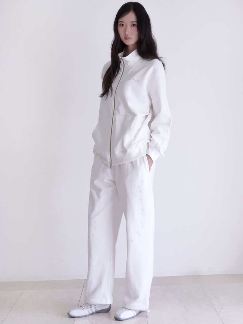 star embroidered two-way sweatpants (IVORY)
