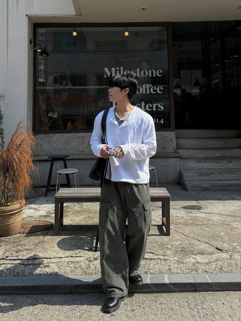 Thorpe layered long-sleeve henley neck