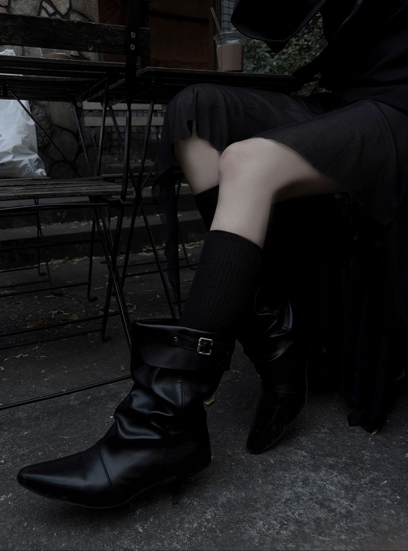buckle slouch mid-calf boots