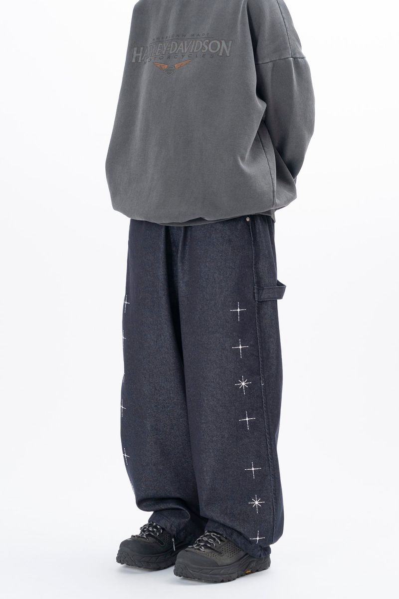 Gelly Embroidery Cross Carpenter Pants