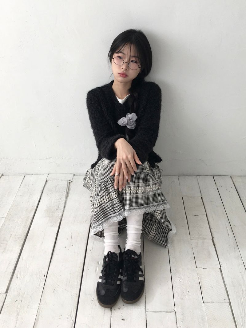 Plaid Frill Maxi Skirt