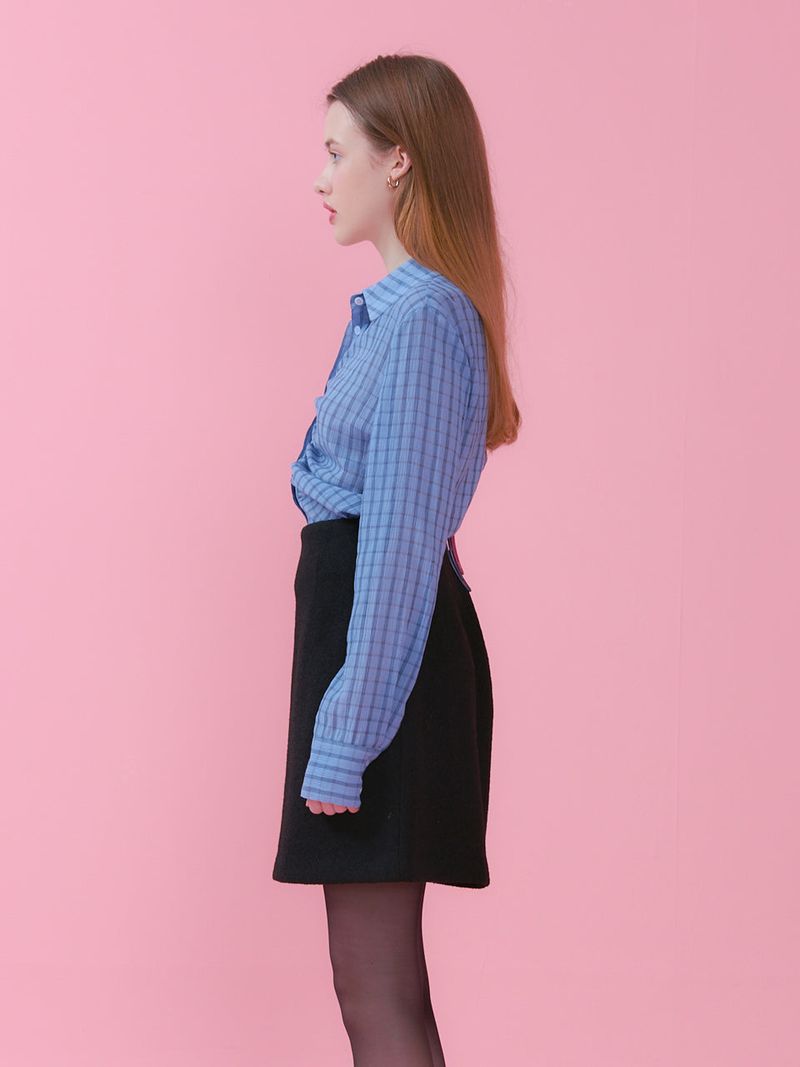 SHIRRING DETAIL BLOUSE_BLUE