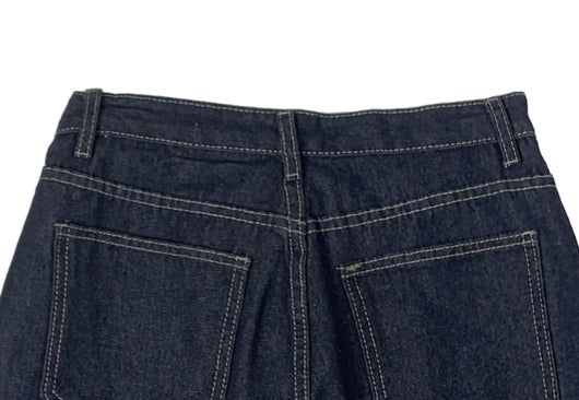 Cosn Side-Pintuck Raw Denim Wide Pants
