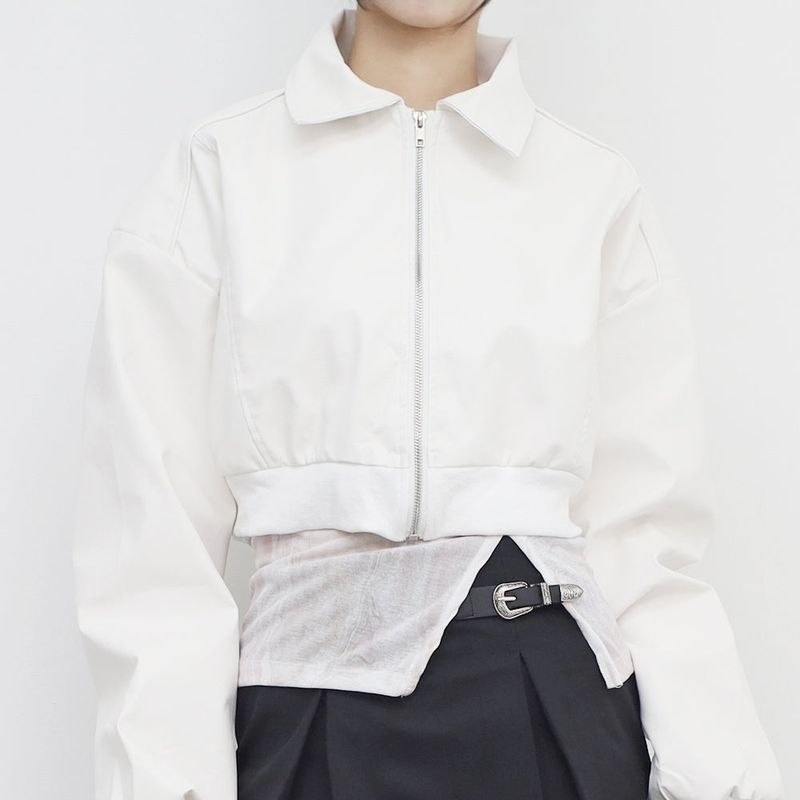 Viola cropped leather jacket