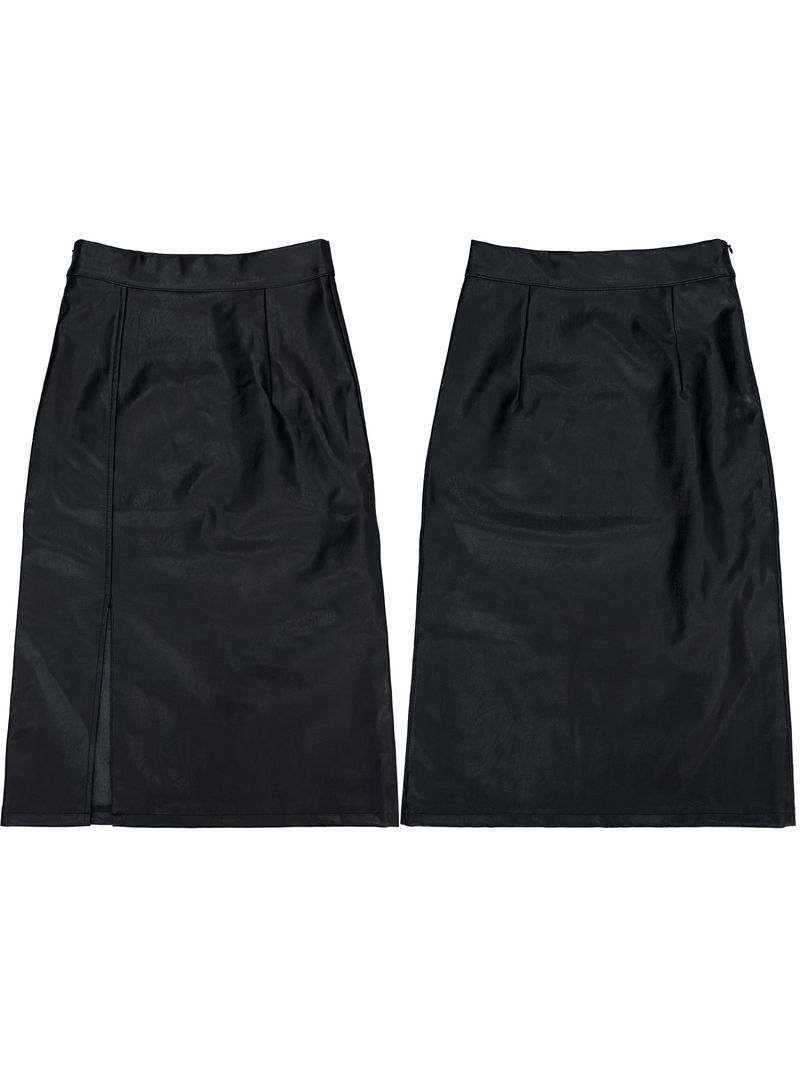 noir slit midi leather skirt