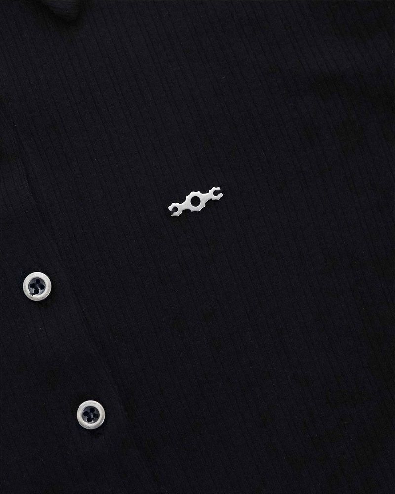 Open polo long sleeve black