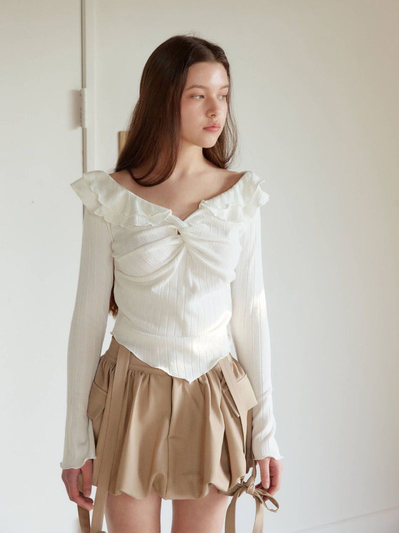 BALLOON POCKET MINI SKIRT PANTS / BEIGE