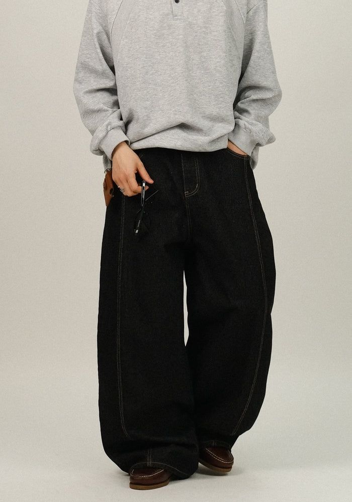 SEMIKAJI（セミカジ）の「POL Non-fade Stitch Wide Denim Pants（Pants）」