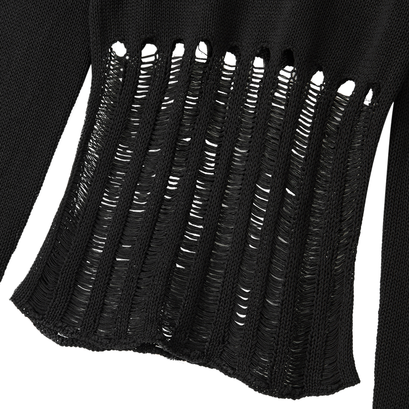 Mesh Cutout Knit - BLACK
