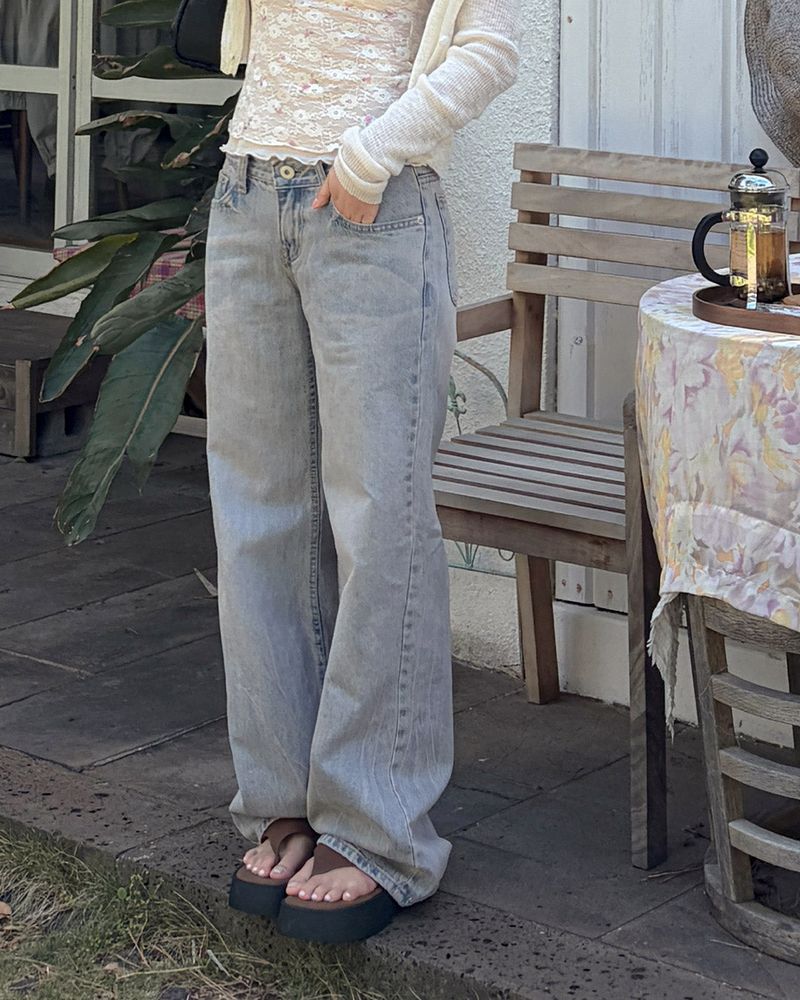 Mets straight‑fit denim pants