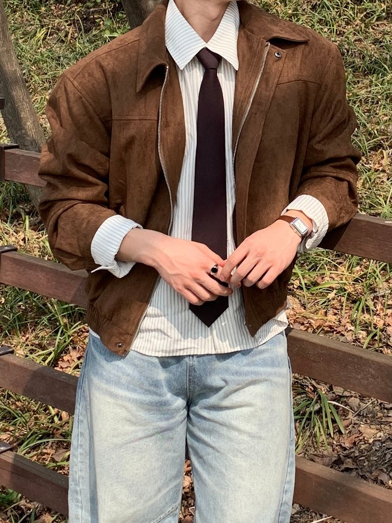 Hermo Paneled Suede Crop Jacket