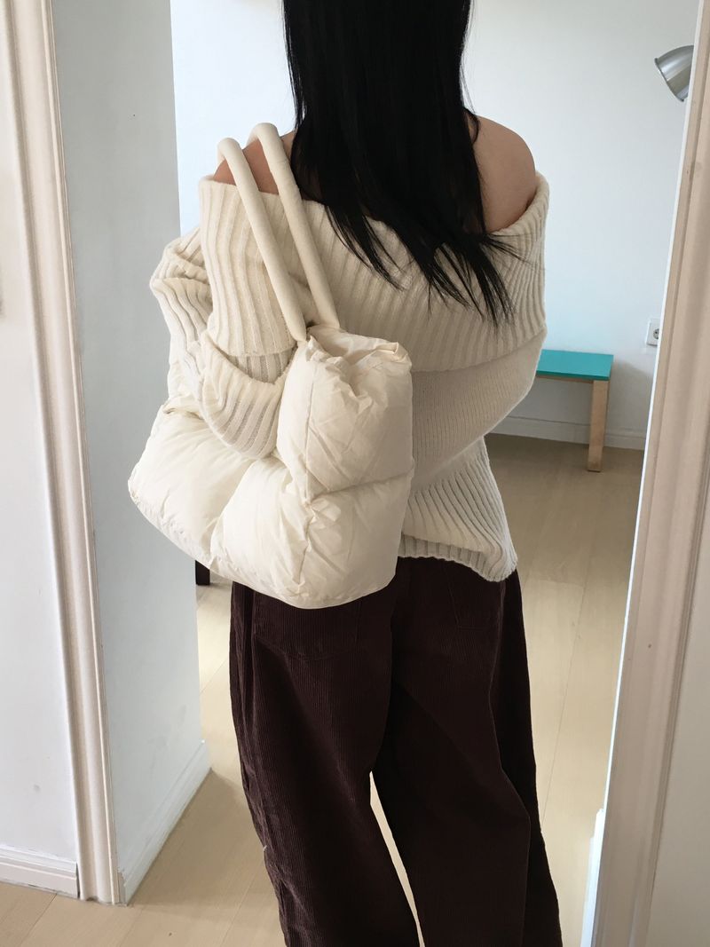 Dukan Waffle Padded Quilted Square Big Shoulder Bag