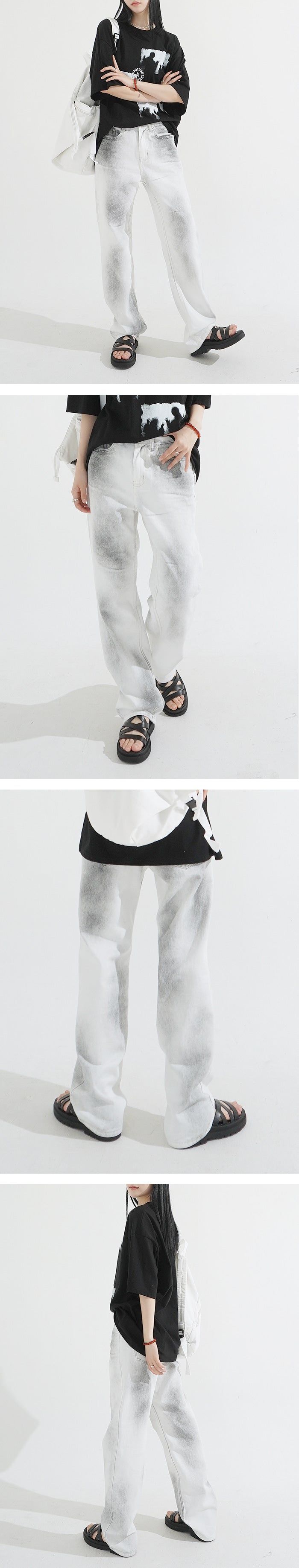 Dirty White Semi-Wide Denim Pants