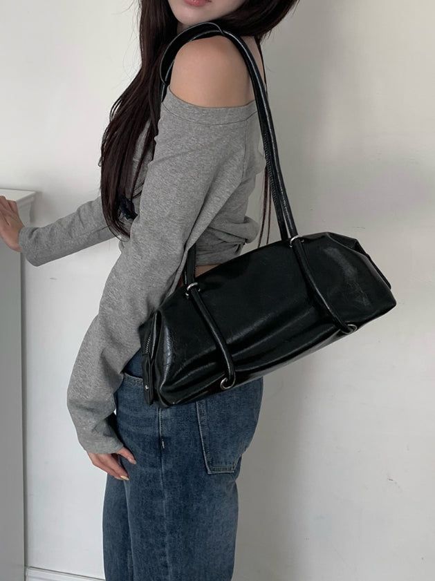 Karl Baguette Leather Shoulder Bag
