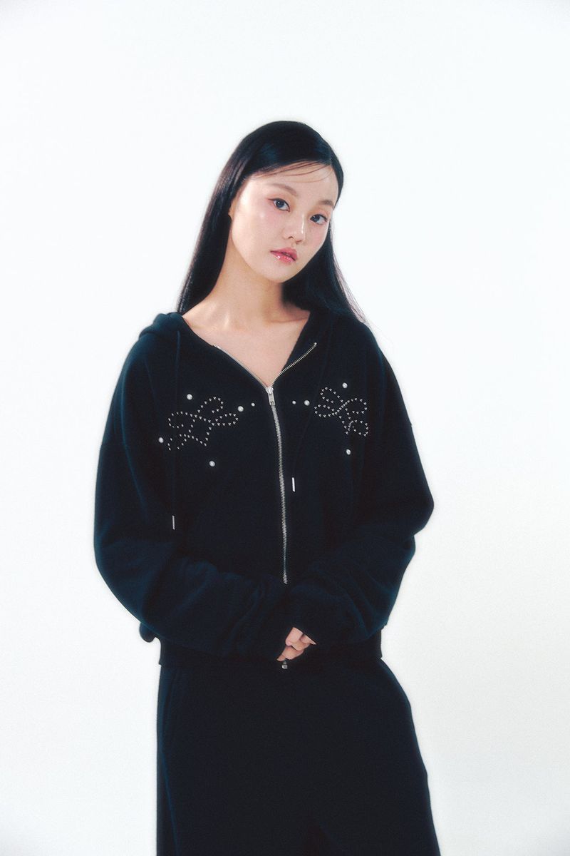 Pearl Hoodie Zip-Up Black