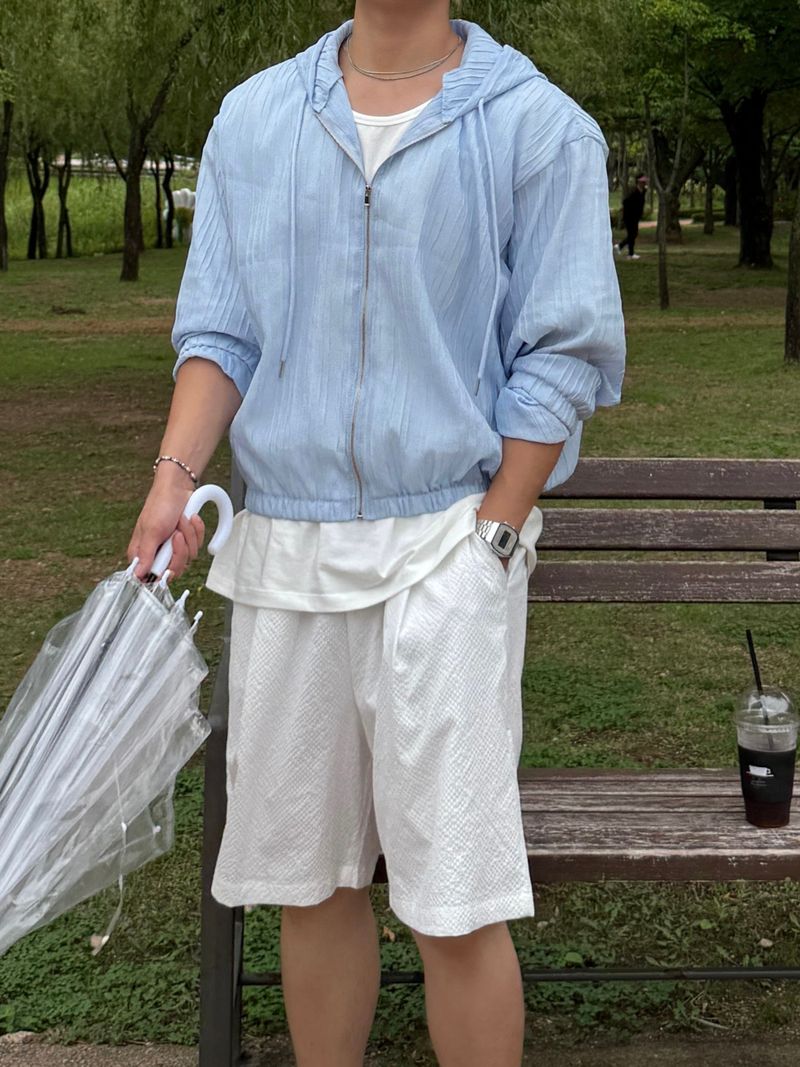 Cooling seersucker bermuda pants