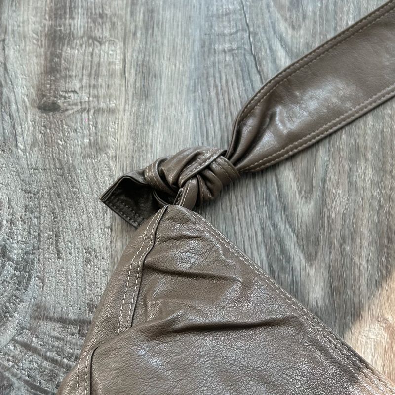 Wrinkled Leather Crescent Bag
