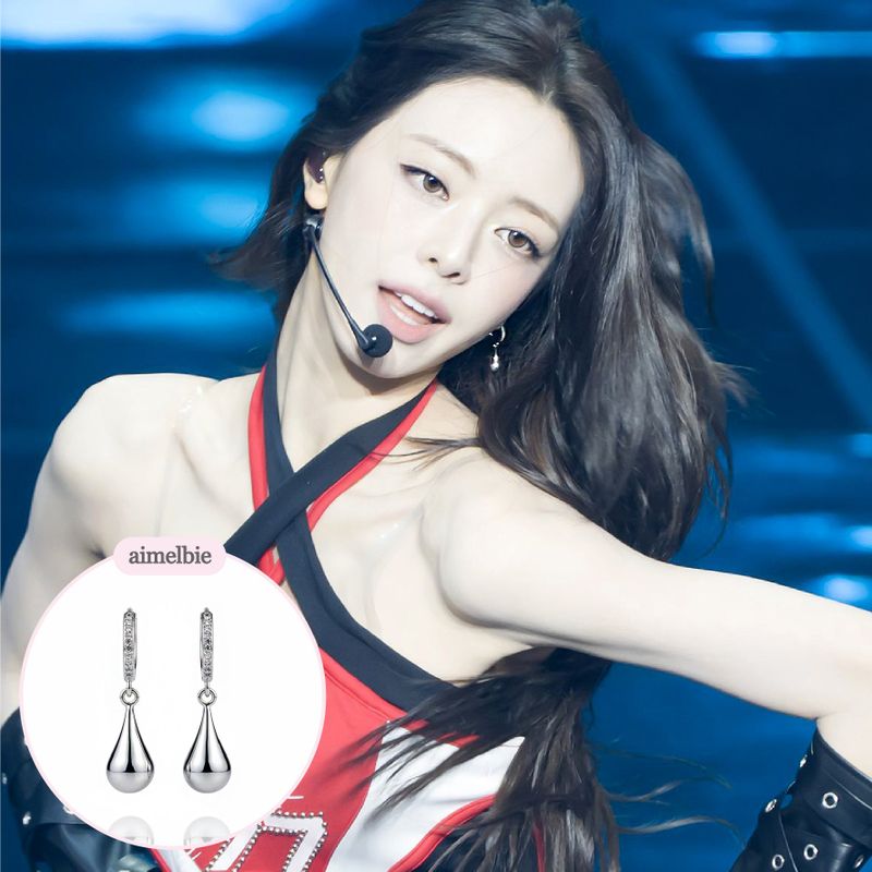 [ITZY Yuna Piercing] メタリックウォータードロップハギーズピアス
