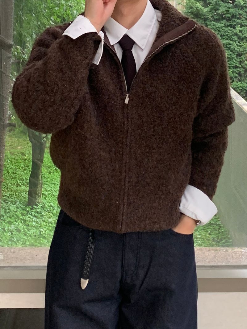 Boucle Full Zip Two-Way Cardigan