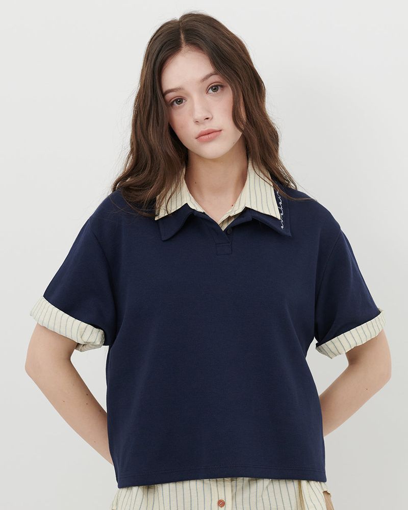 LOGO PIQUET POLO SHIRT [NAVY]