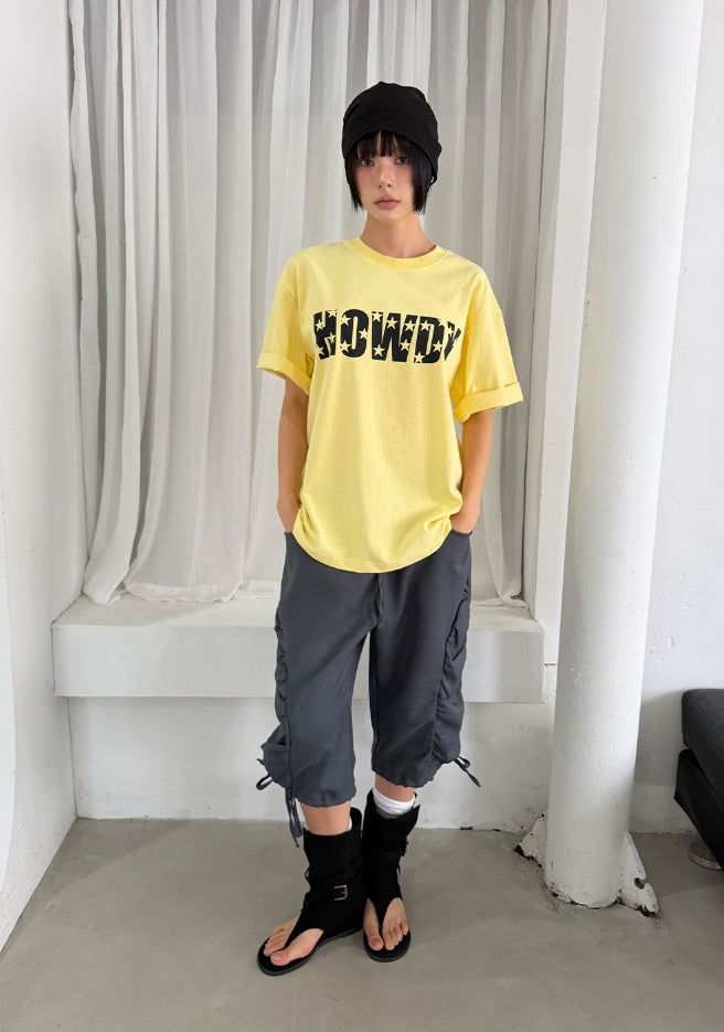 SIDE SHIRRING CAPRI PANTS