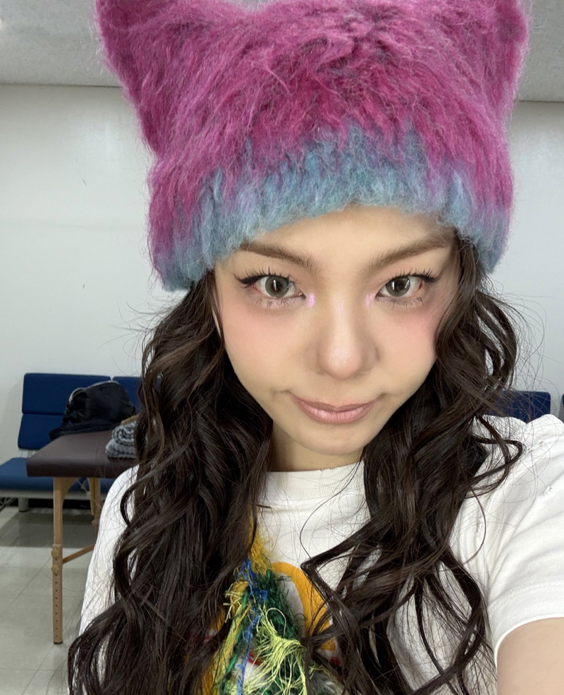 Hand-Brushed Neon blue Crochet Cat Ear Hat