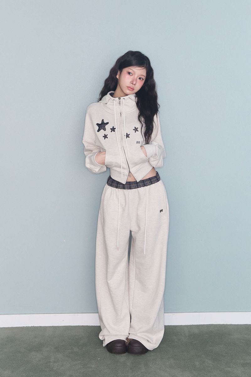 CONTRAST PATCH ZIP-UP OATMEAL