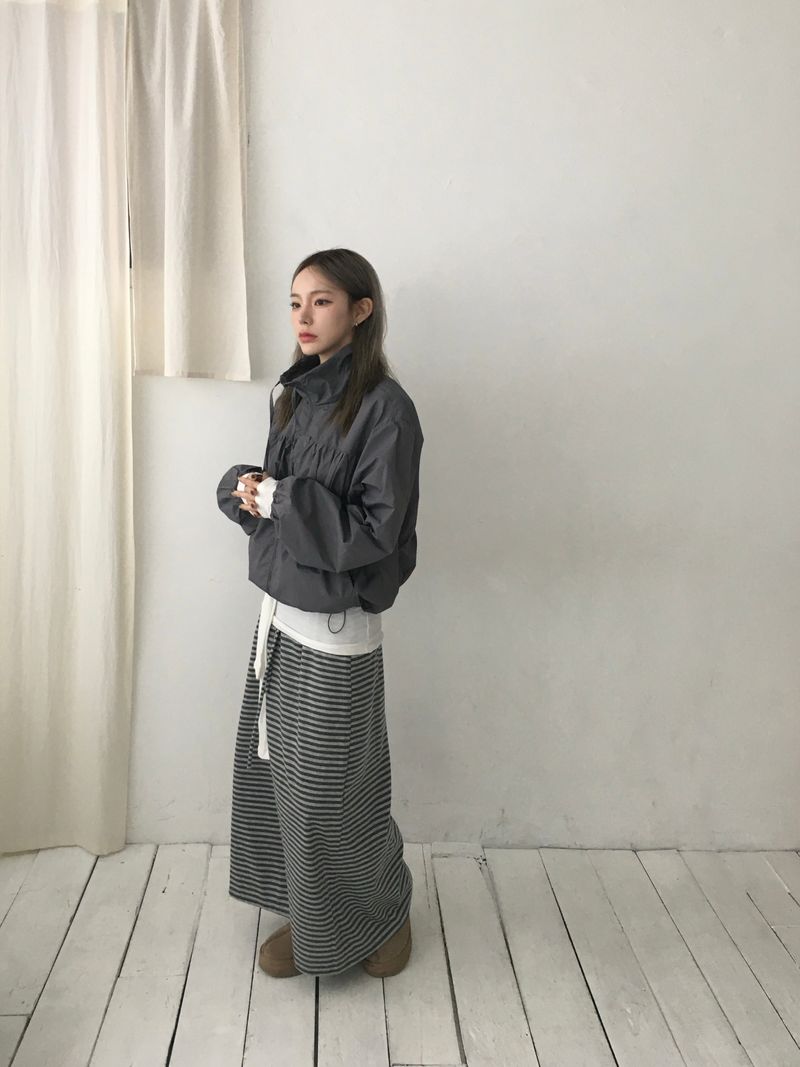 Bunny Stripe Banding Long Skirt (2c)