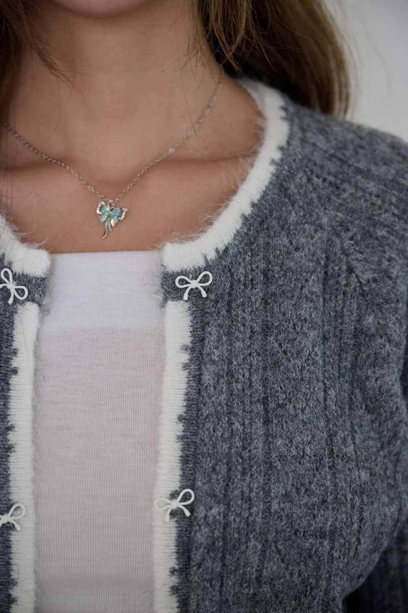 PREPPY RIBBON KNIT CARDIGAN