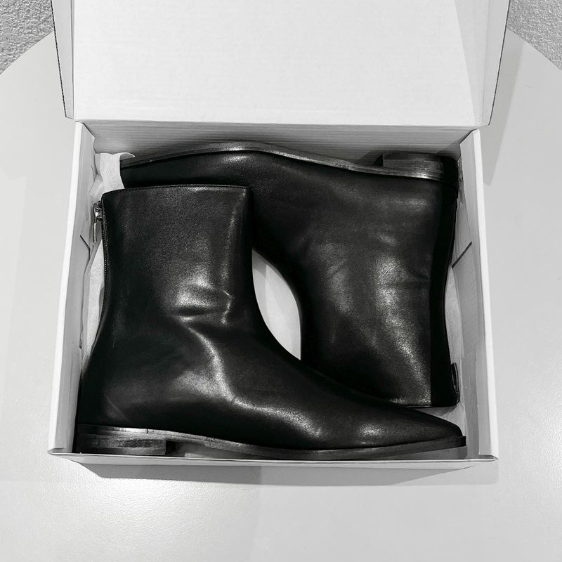 Leather stiletto ankle boots (Black)