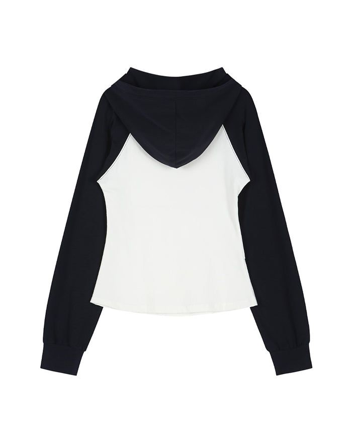 Asymmetric Ruched Hoodie (NAVY)