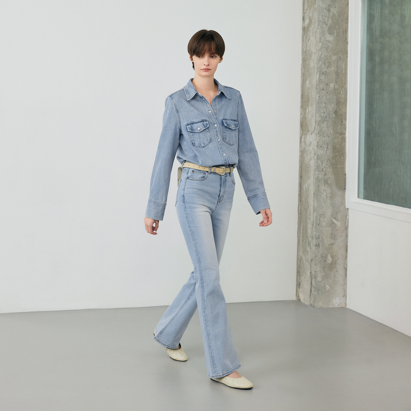 Light blue wide boots cut - D001