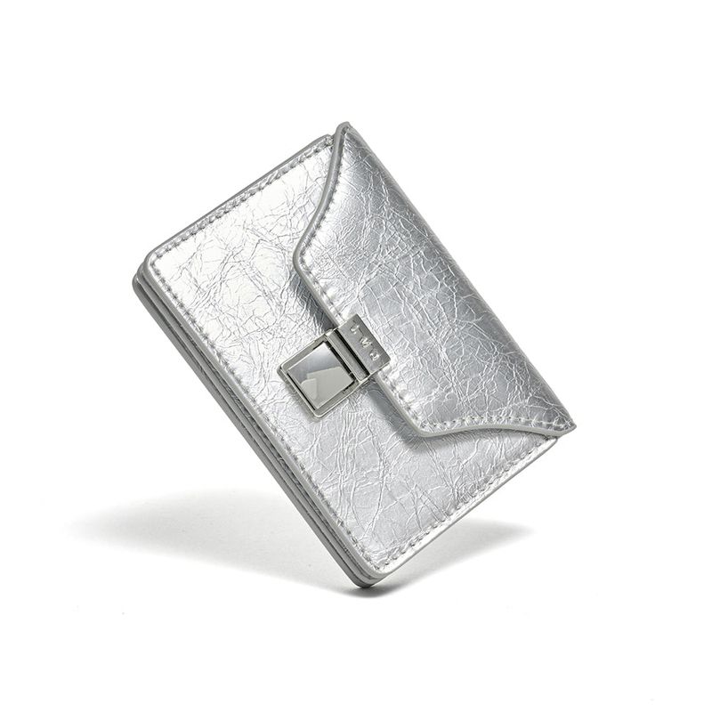 Modic Buckle 3 Layer Accordion Card Wallet Silver
