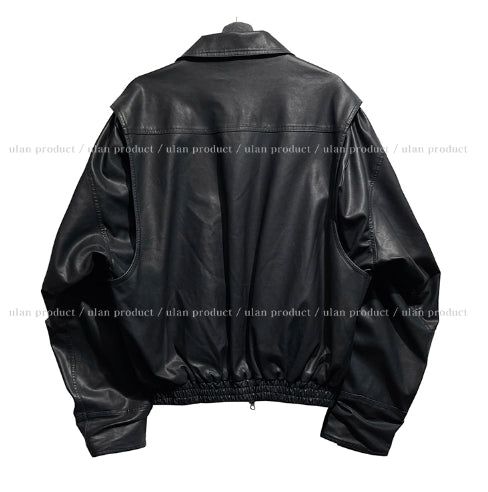 Teen vintage puffer work leather jacket